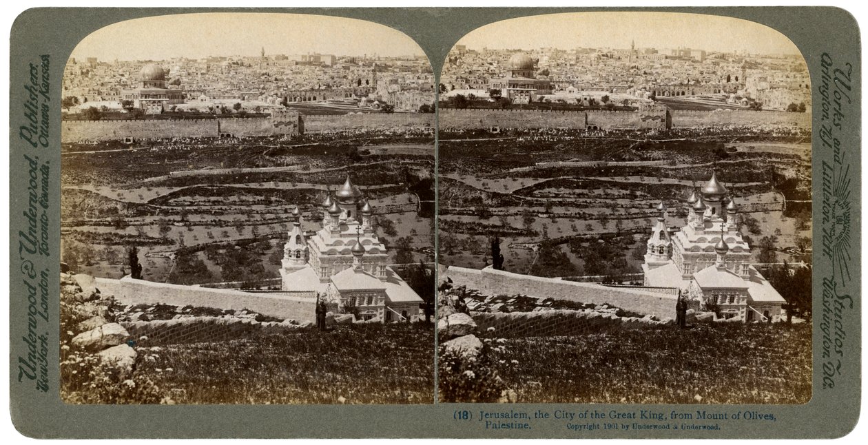 Jerusalem, set fra Oliebjerget, Palæstina, 1901. af Underwood and Underwood