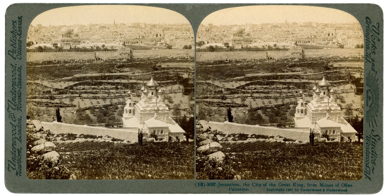 Jerusalem, set fra Oliebjerget, Palæstina, 1901. af Underwood and Underwood