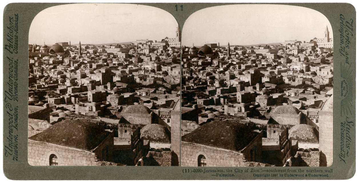 Jerusalem, set fra den nordlige mur, Palæstina, 1897. af Underwood and Underwood