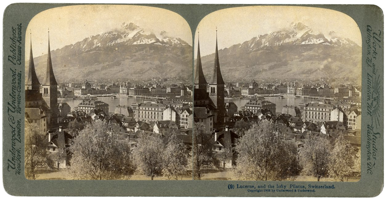 Luzern og Pilatus-bjerget, Schweiz, 1903. af Underwood and Underwood