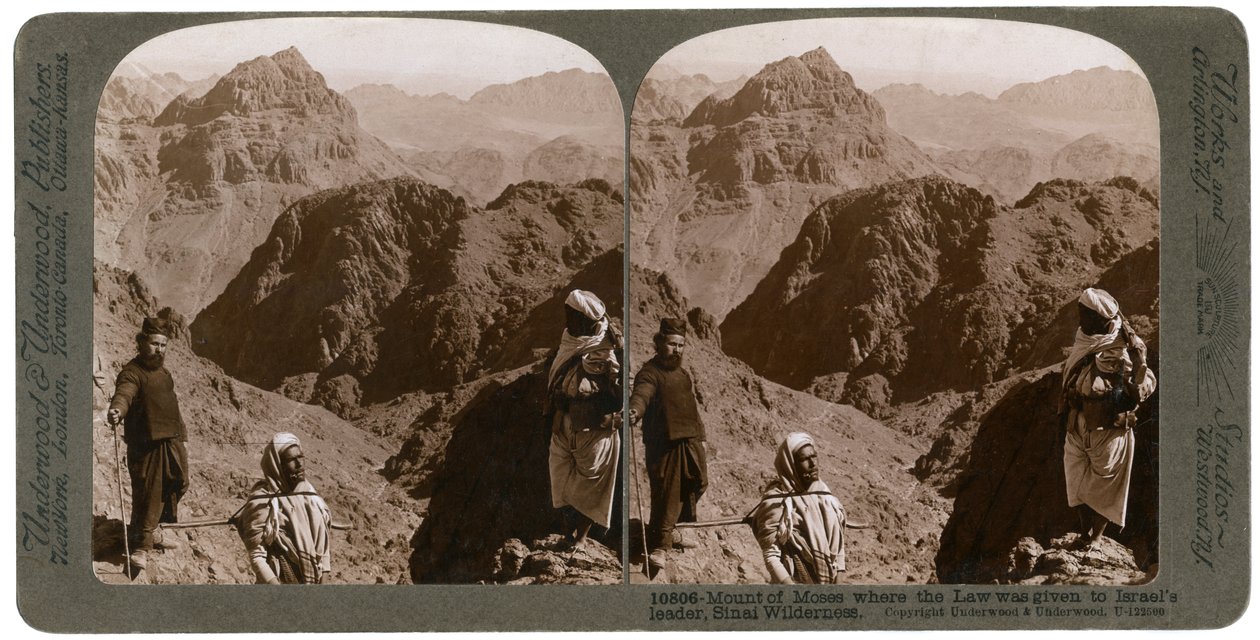 Mosebjerget, hvor loven blev givet til Israels leder, Sinai-ørkenen, 1900-tallet. af Underwood and Underwood