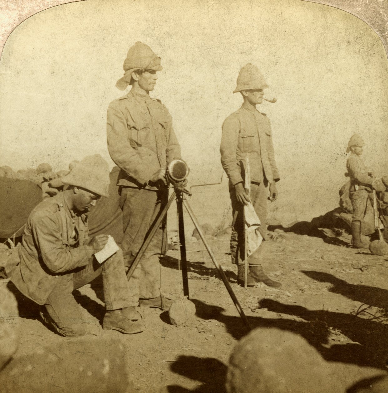 Signalgivere fra Yorkshire Regiment, New Zealand Hill, Sydafrika, Boer War, 1900 af Underwood and Underwood
