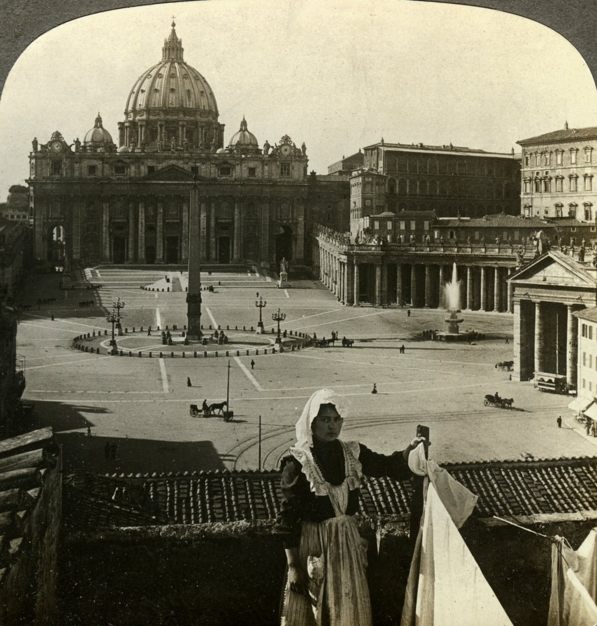 Peterspladsen og Basilikaen og Vatikanet, Rom, Italien. af Underwood and Underwood