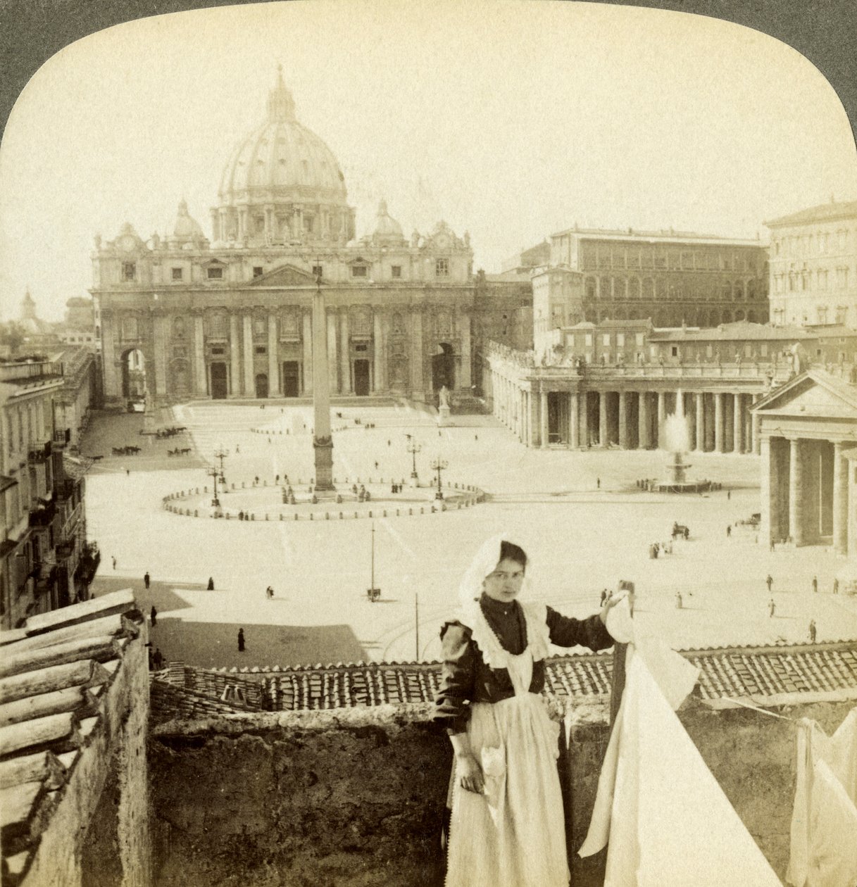 Peterspladsen og Basilikaen og Vatikanet, Rom, Italien. af Underwood and Underwood