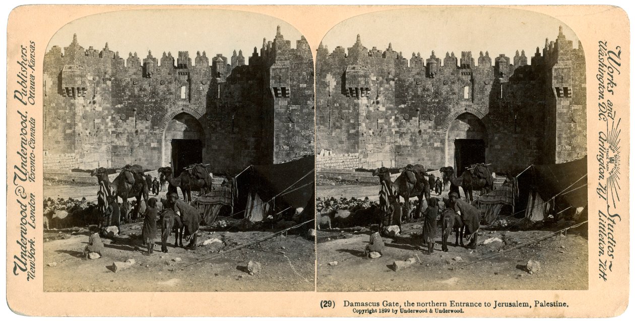 Damaskus-porten, den nordlige indgang til Jerusalem, Palæstina, 1899. af Underwood and Underwood