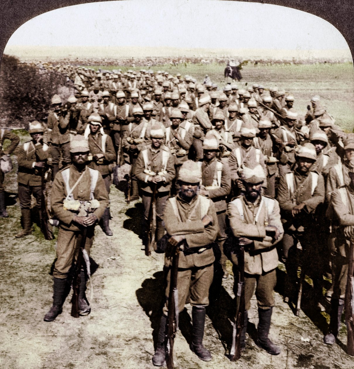 Guards Brigade på march til Kroonstad, Sydafrika, Boer War, 1900. af Underwood and Underwood
