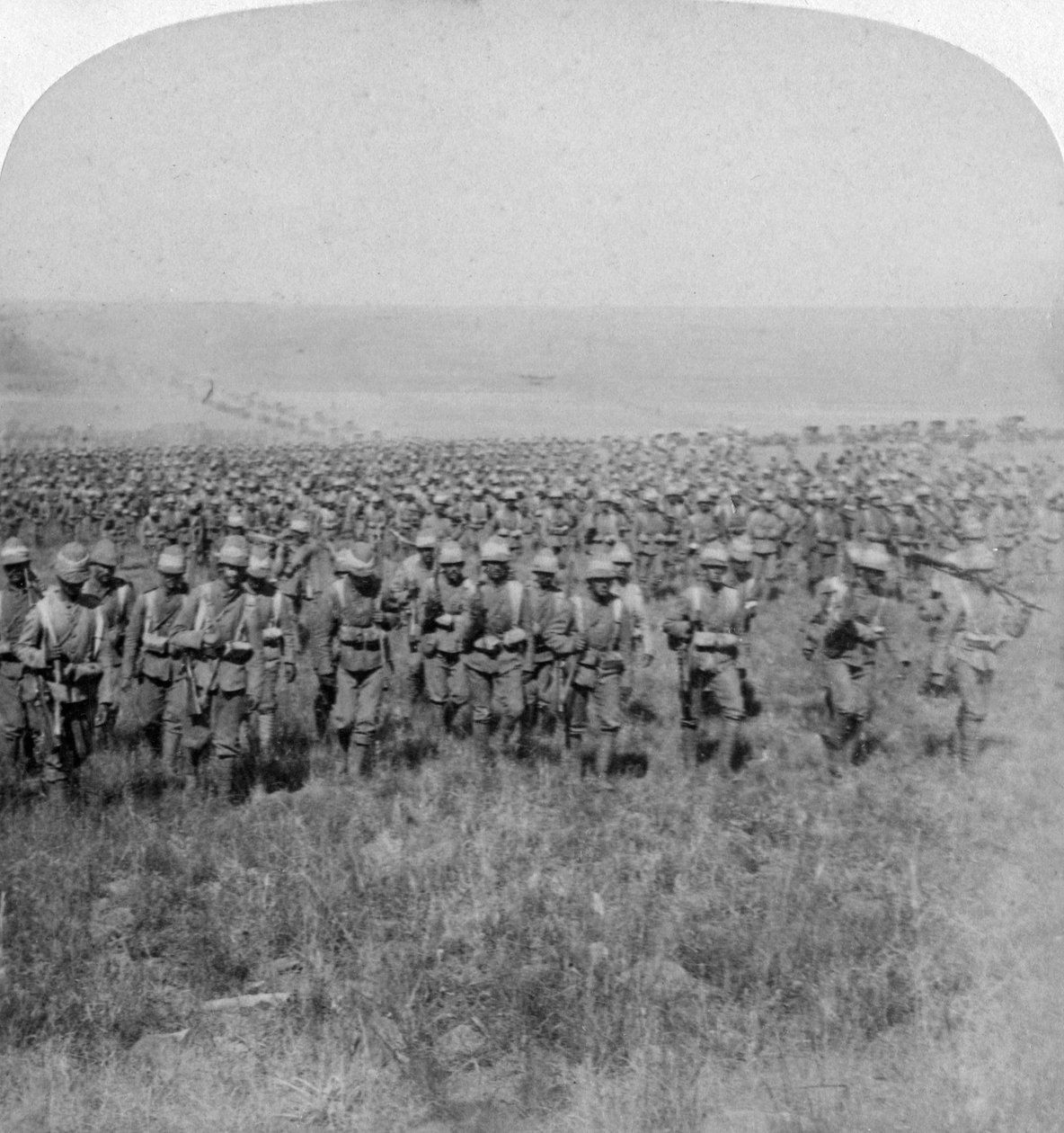 Den galante vagtbrigade marcherer mod Brandfort, Boer War, Sydafrika, 1901 af Underwood and Underwood