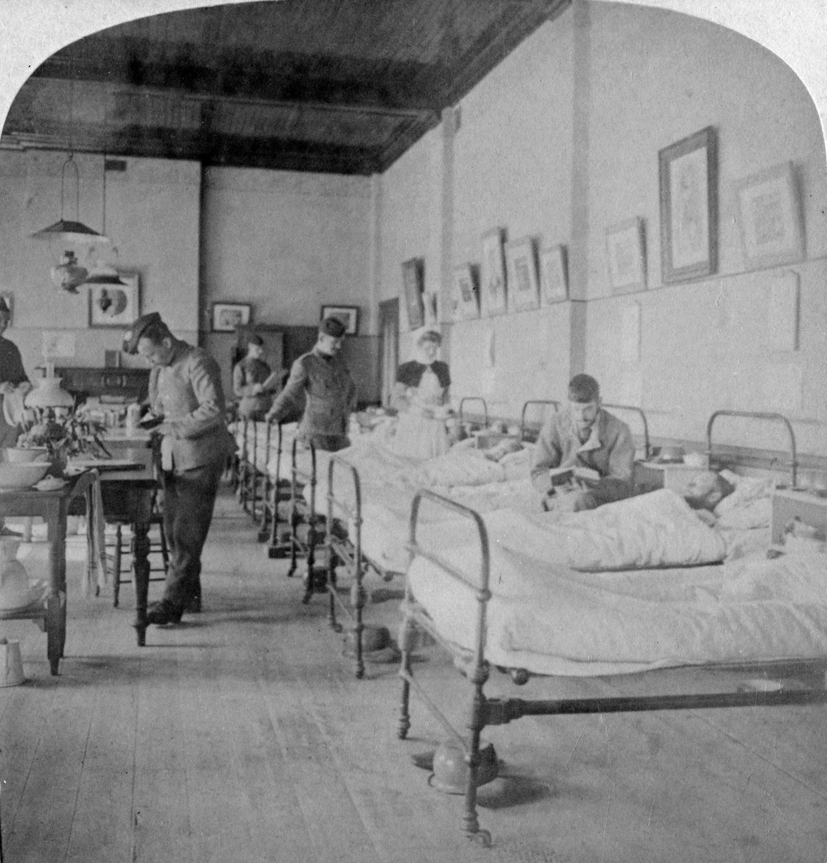 Afdeling i General Hospital No 10, tidligere Grays College, Bloemfontein, Sydafrika, 1901 af Underwood and Underwood