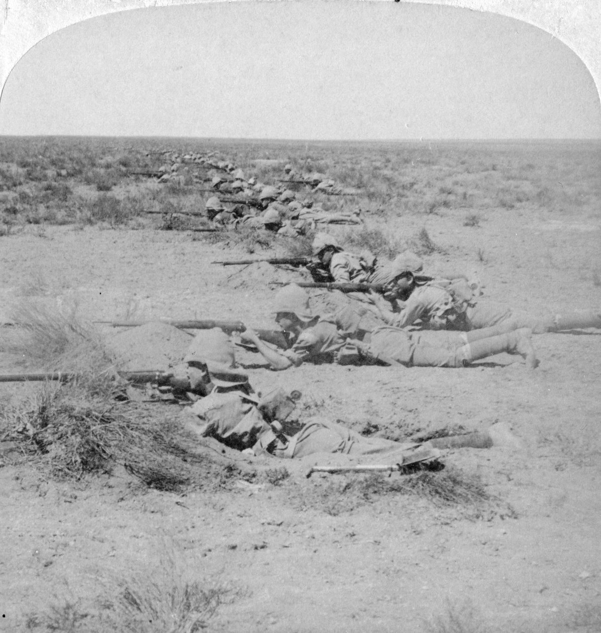 Wiltshire-drenge stjæler på fjenden ved Orange River, Sydafrika, 2. boerkrig, 1900. af Underwood and Underwood