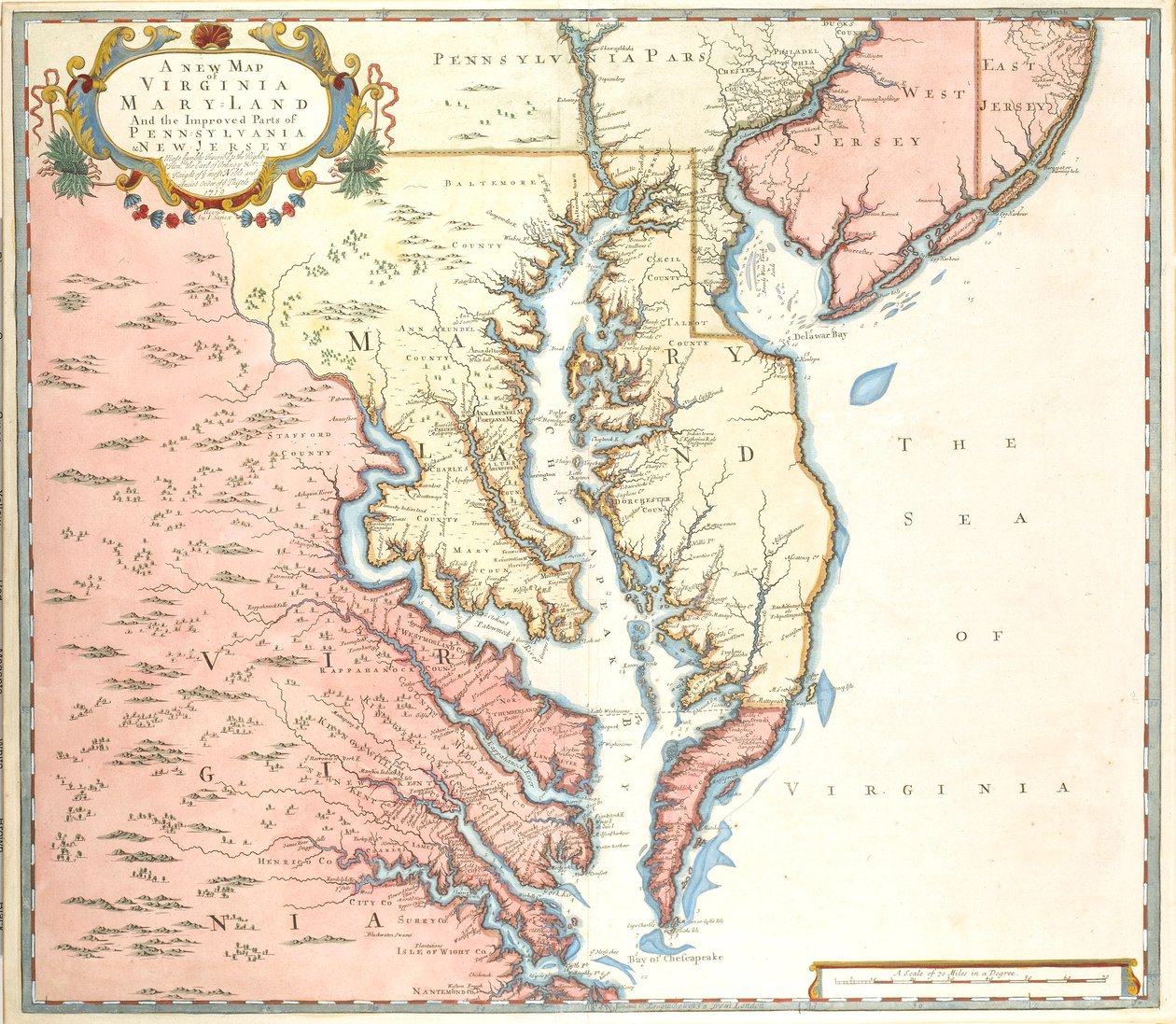 Et nyt kort over Virginia og Maryland og de forbedrede dele af Pennsylvania og New Jersey af Unidentified