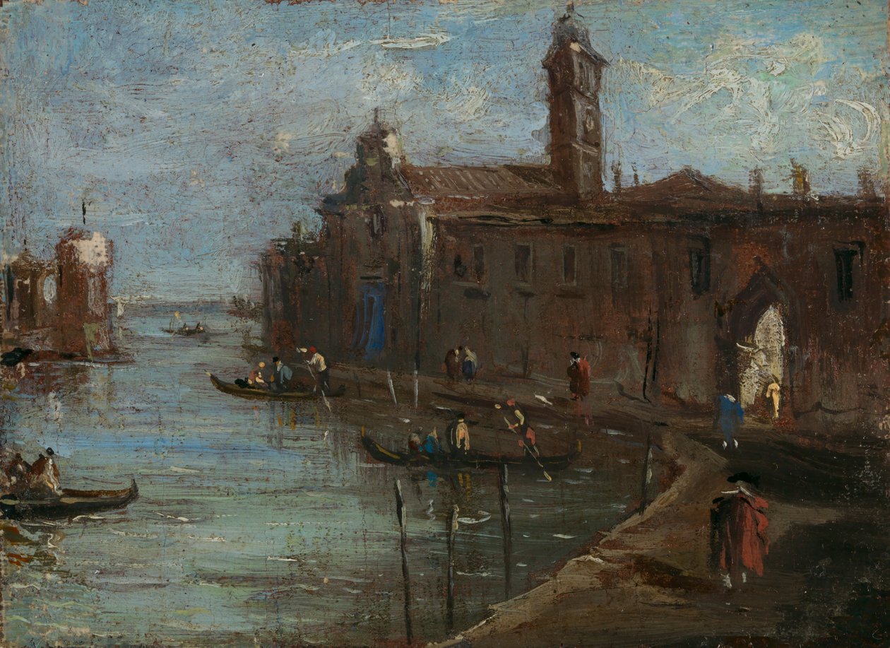 Kanal i Venedig af Unidentified