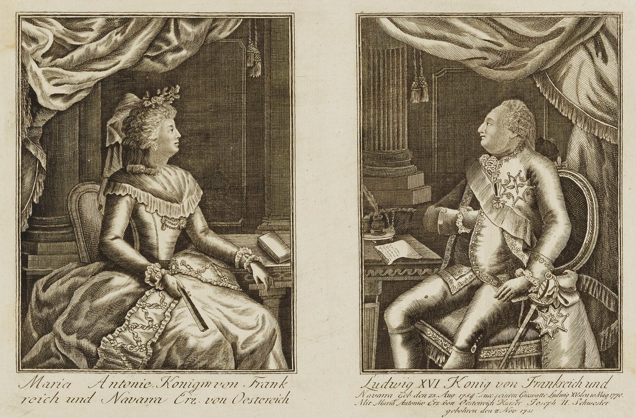 Maria Antonie og Ludvig XVI af Unidentified