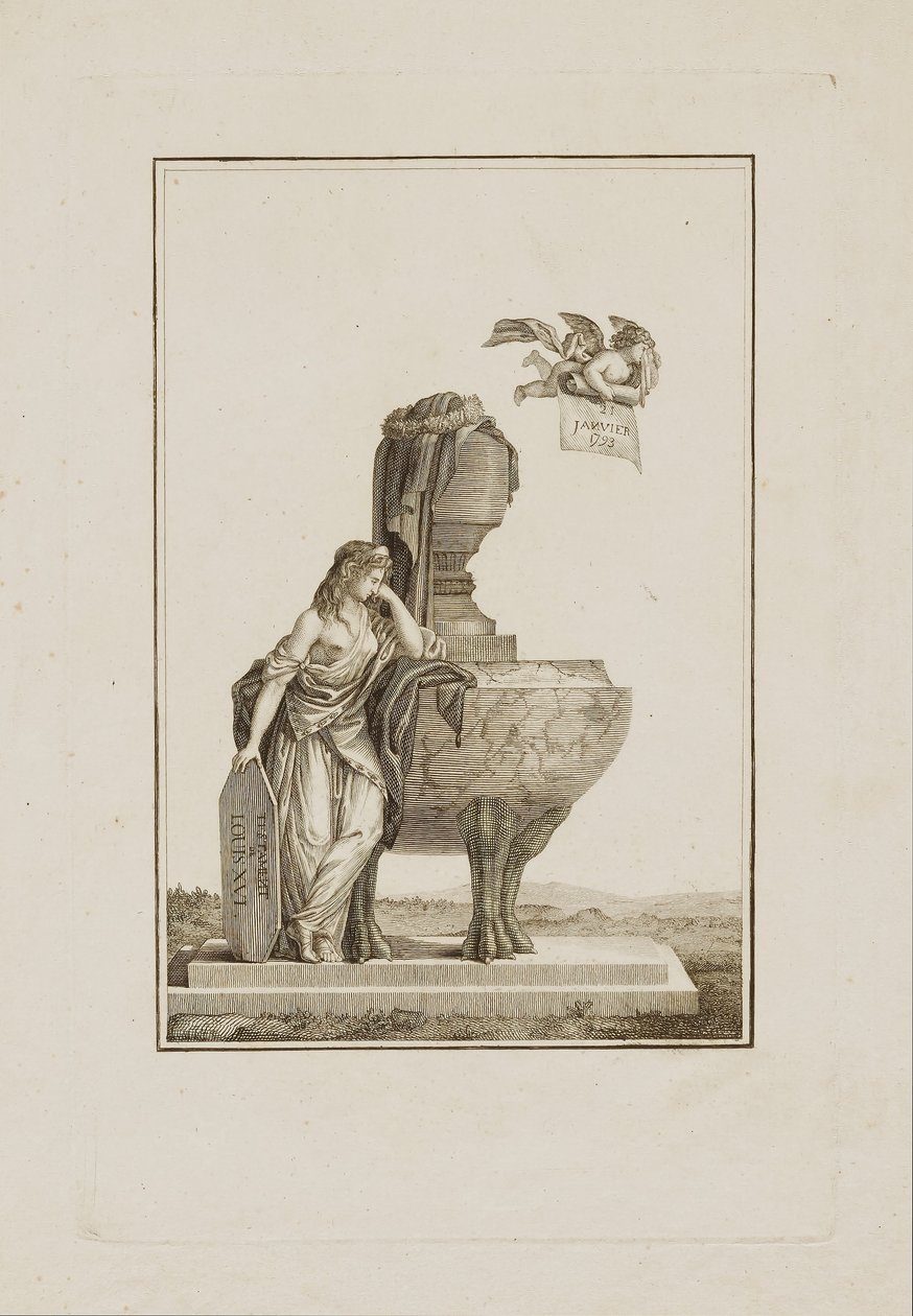 Mytologisk figur i sorg over Ludvig XVI