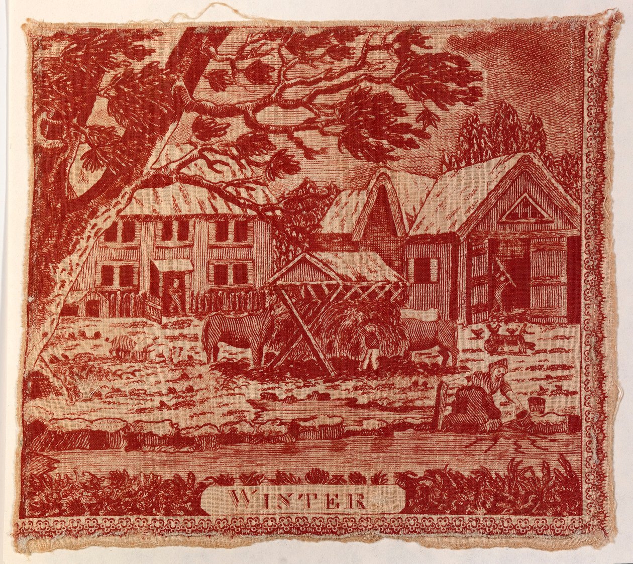 Tekstilfragment: De fire årstider af Unidentified