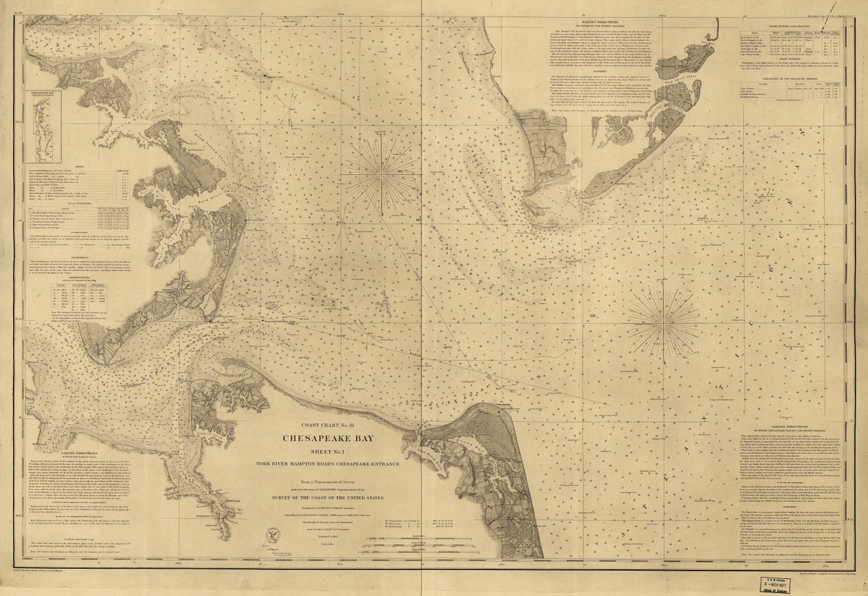 Chesapeake Bay, ark nr. 1, York River, Hampton Roads, Chesapeake-indgangen... LOC 99447134 af United States Coast Survey