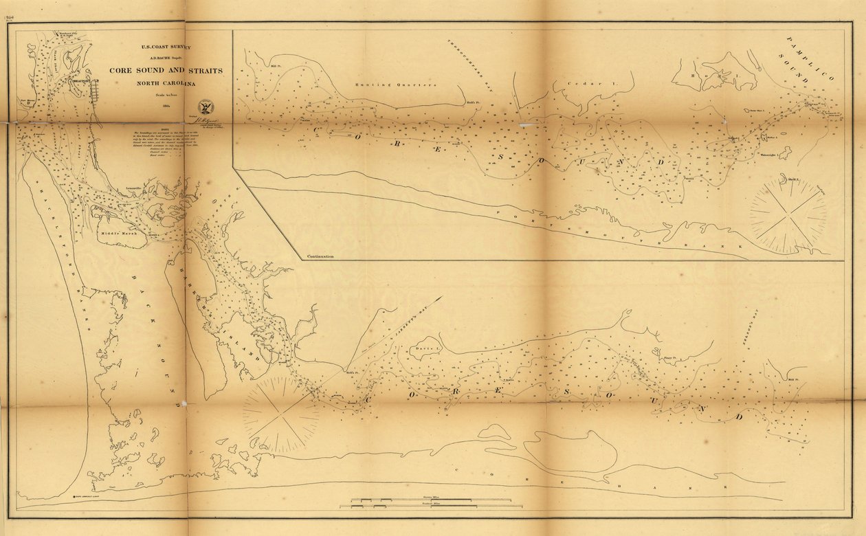 Kernesund og stræder, North Carolina. LOC 99447462 af United States Coast Survey