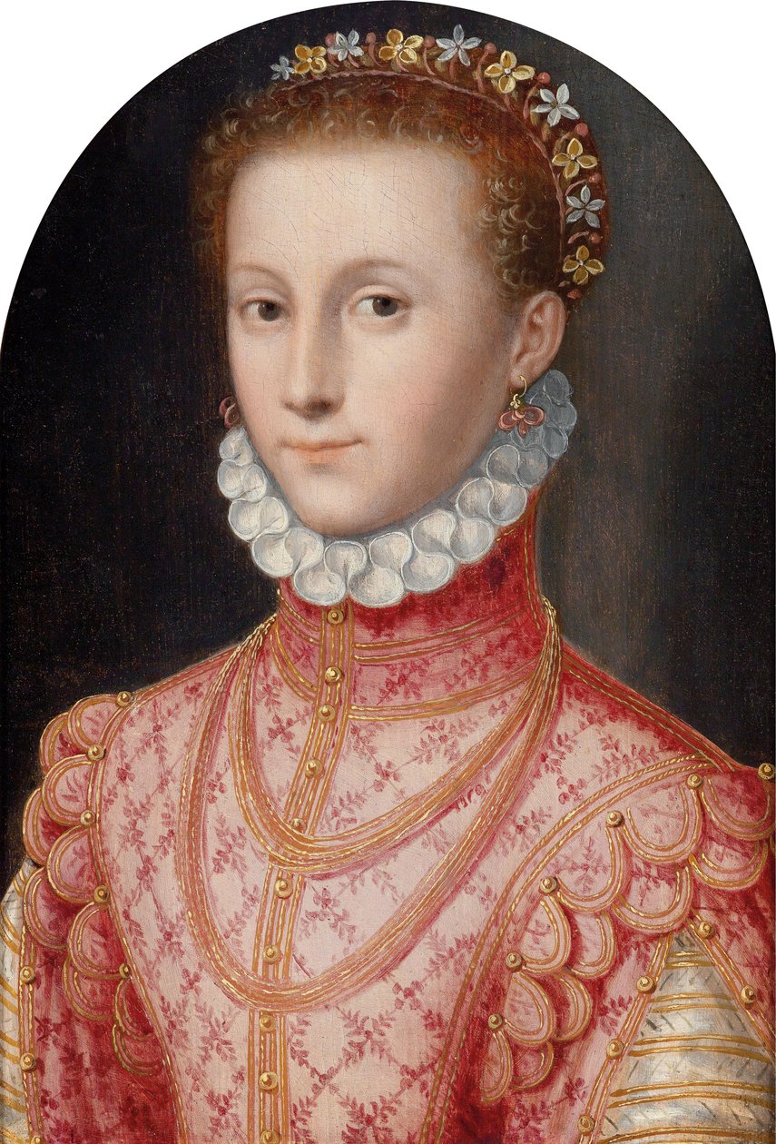 Portræt af en dame i en rosenfarvet kjole, af Unknown