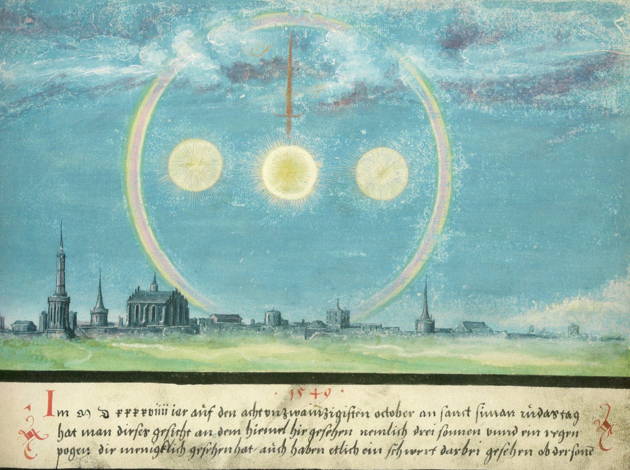 Augsburger Wunderzeichenbuch - Folio 164: Soler og sværd 28. oktober 1549 af Unknown