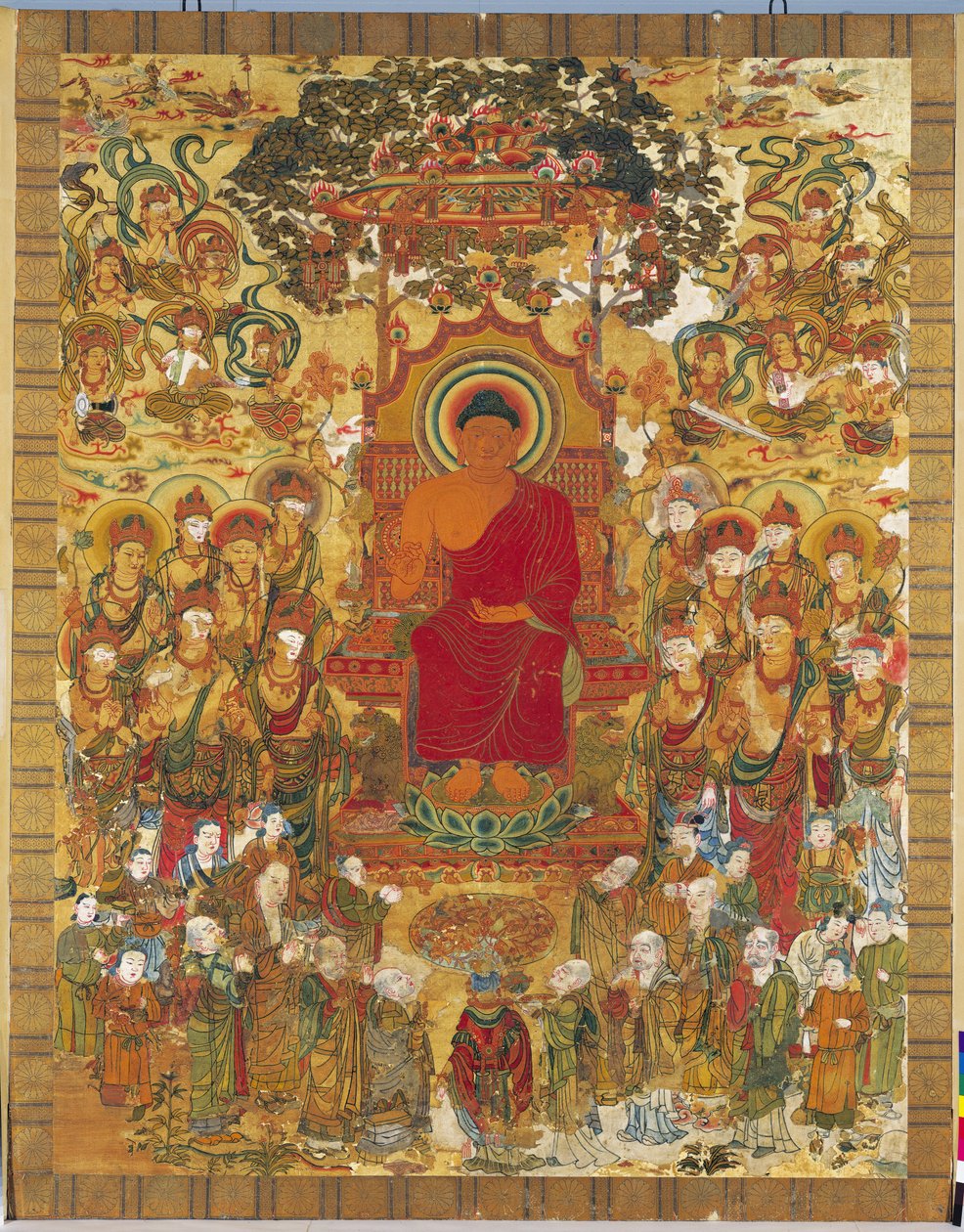 Broderi, der illustrerer Sakyamuni -prædiken af Unknown
