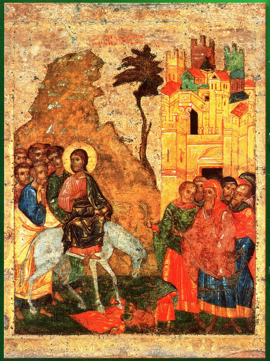 Indgang til Jerusalem. Russisk ikon 14 c af Unknown