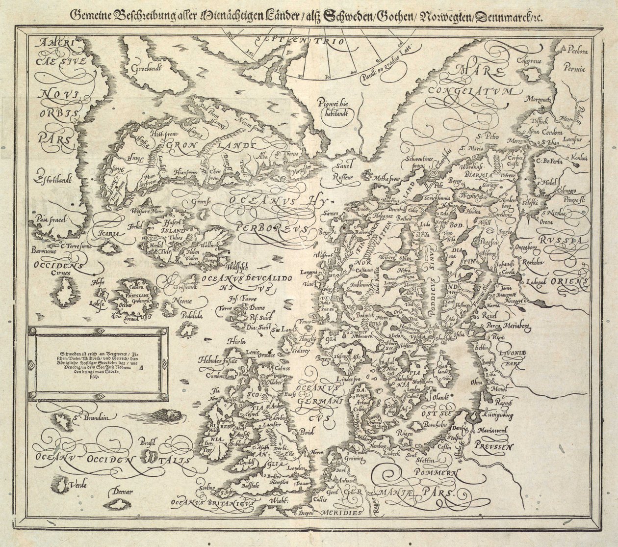 Et kort over Island omkring 1588 af Unknown