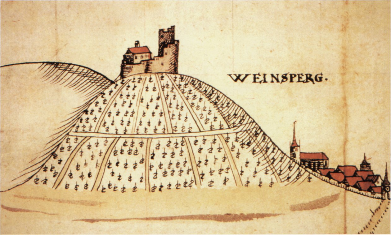 Weinsberg i 1597. Del af et kort over Heilbronn af Unknown
