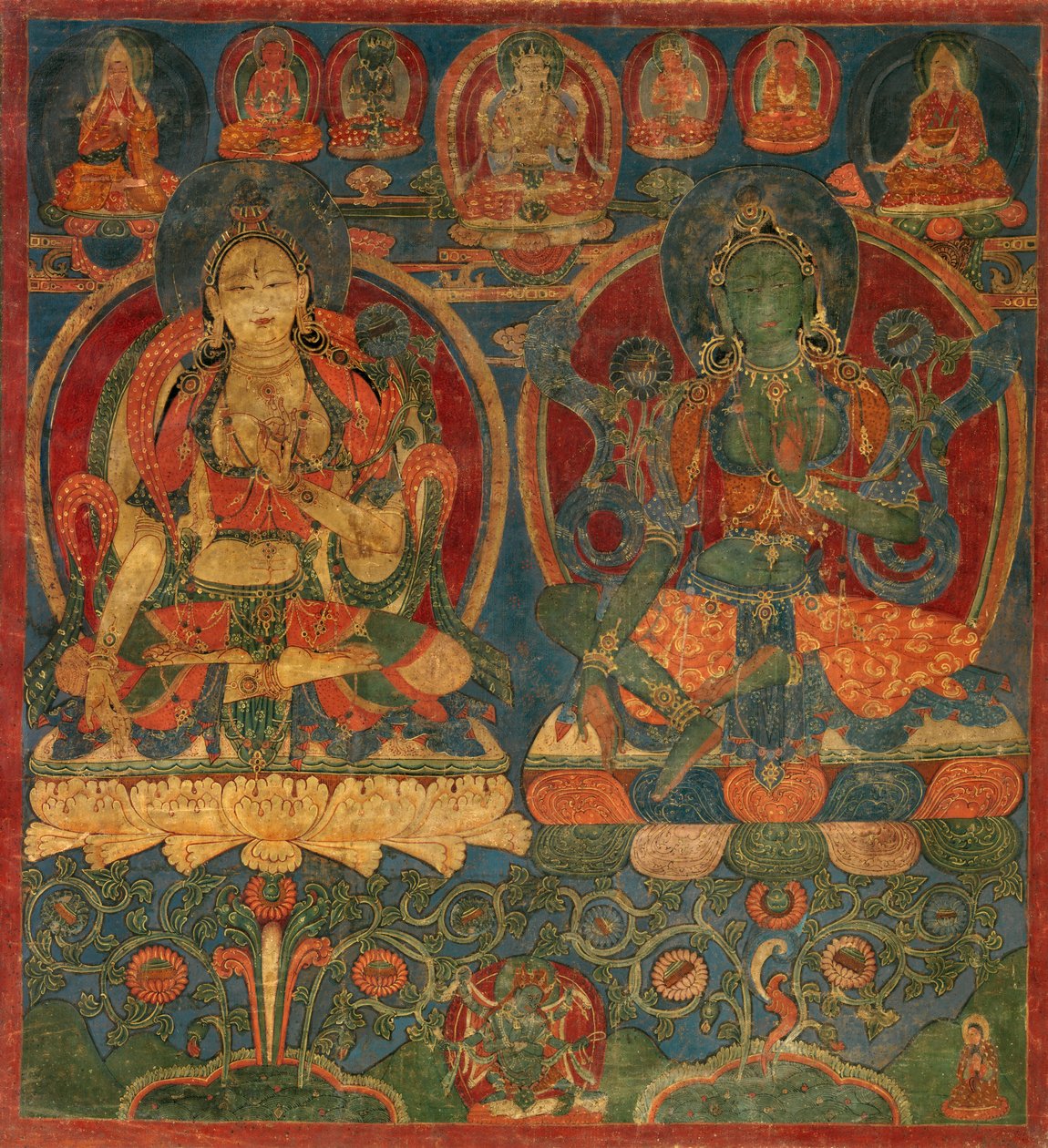 Hvid Tara og Grøn Tara. Vestlige Tibet (Guge). af Unknown