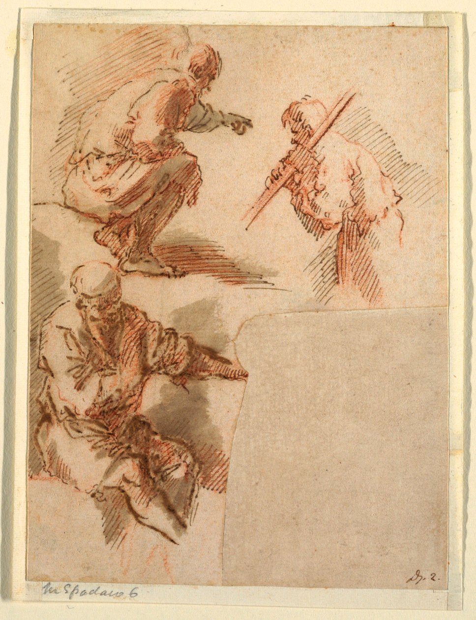 Tegning, tre mænd, 1630–1640 af Unknown