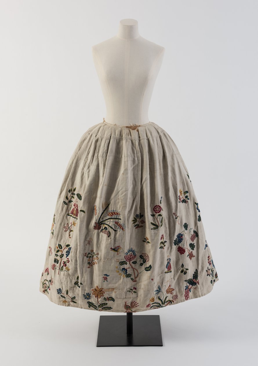 Flerfarvet uldbroderet underkjole, 1690