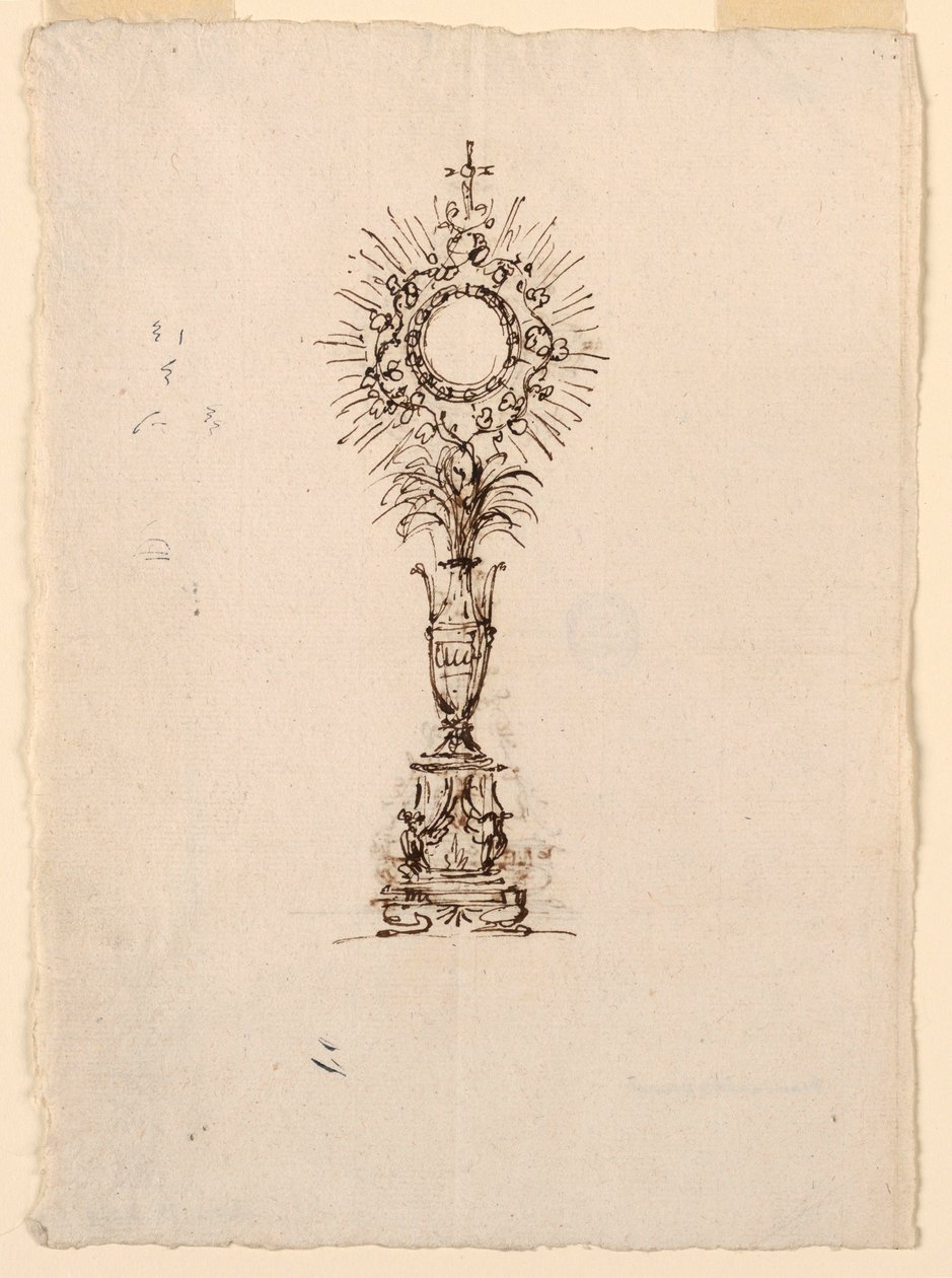 Tegning, design til en monstrance, 1815–1830 af Unknown