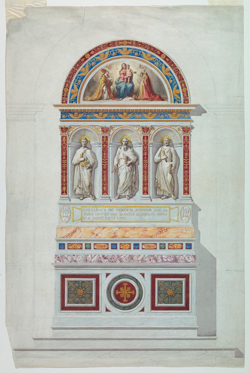 Tegning, elevation af et alter, 1894 af Unknown
