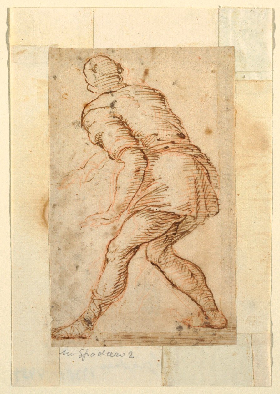 Tegning, figurstudie af en mand af Unknown