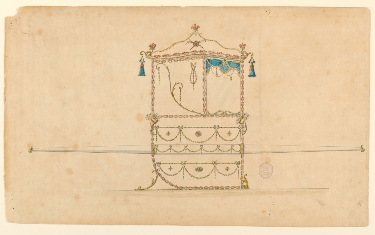 Tegning, Projekt til en Sedan -stol, 1770–75 af Unknown