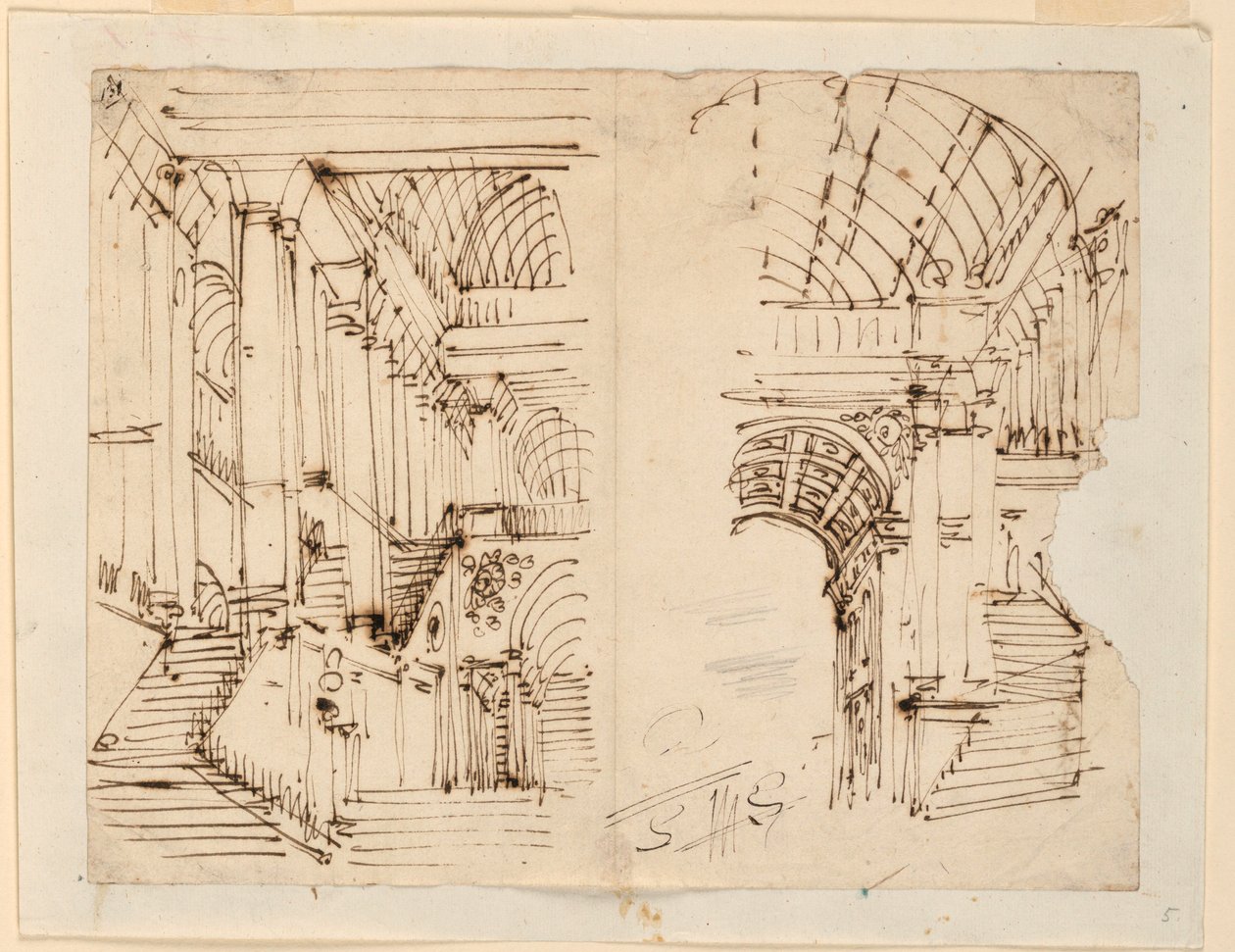 Tegning, Scenedesign, Trapper, begyndelsen af det 19. århundrede af Unknown