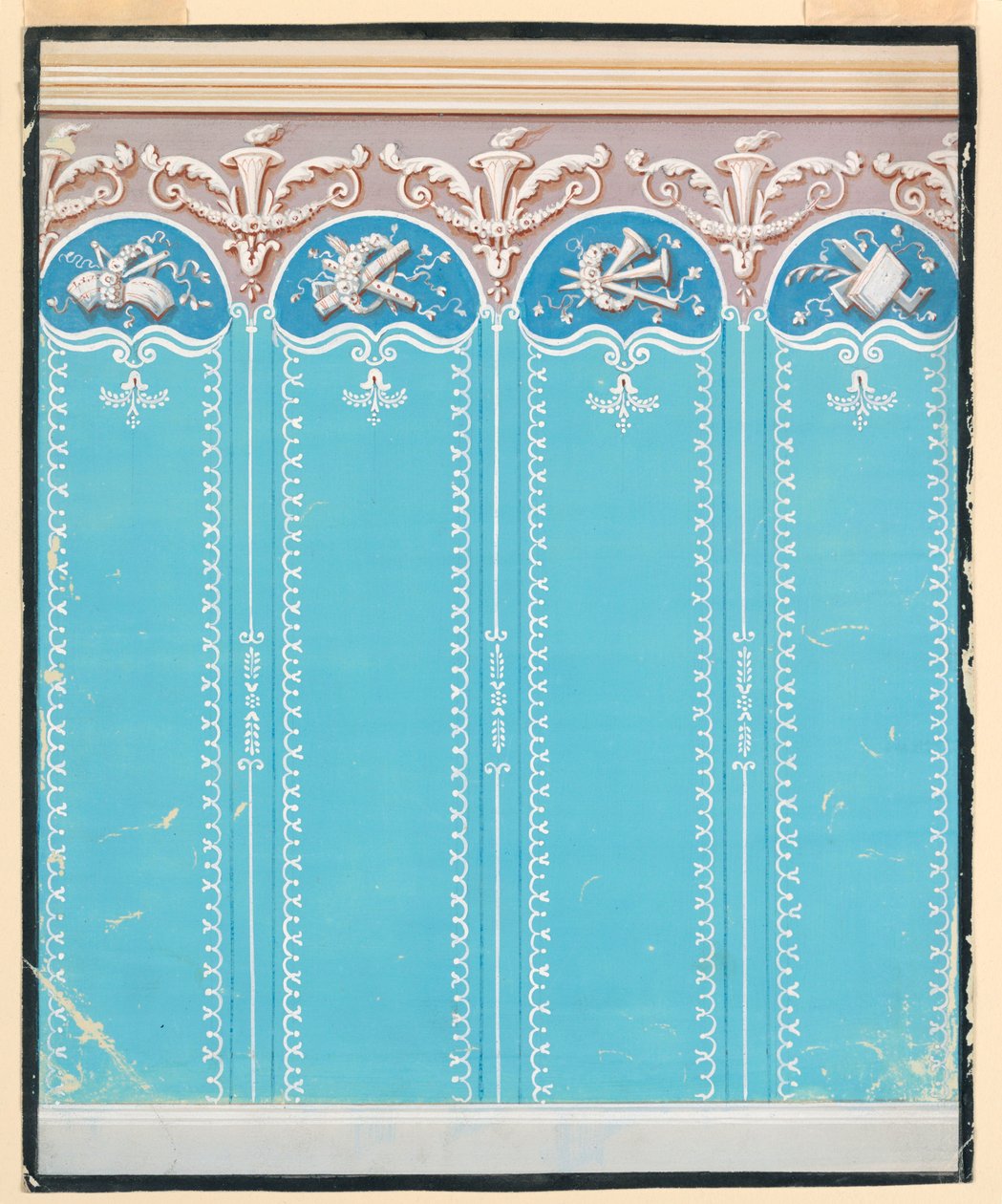 Tegning, tapetdesign, 1825-35 af Unknown