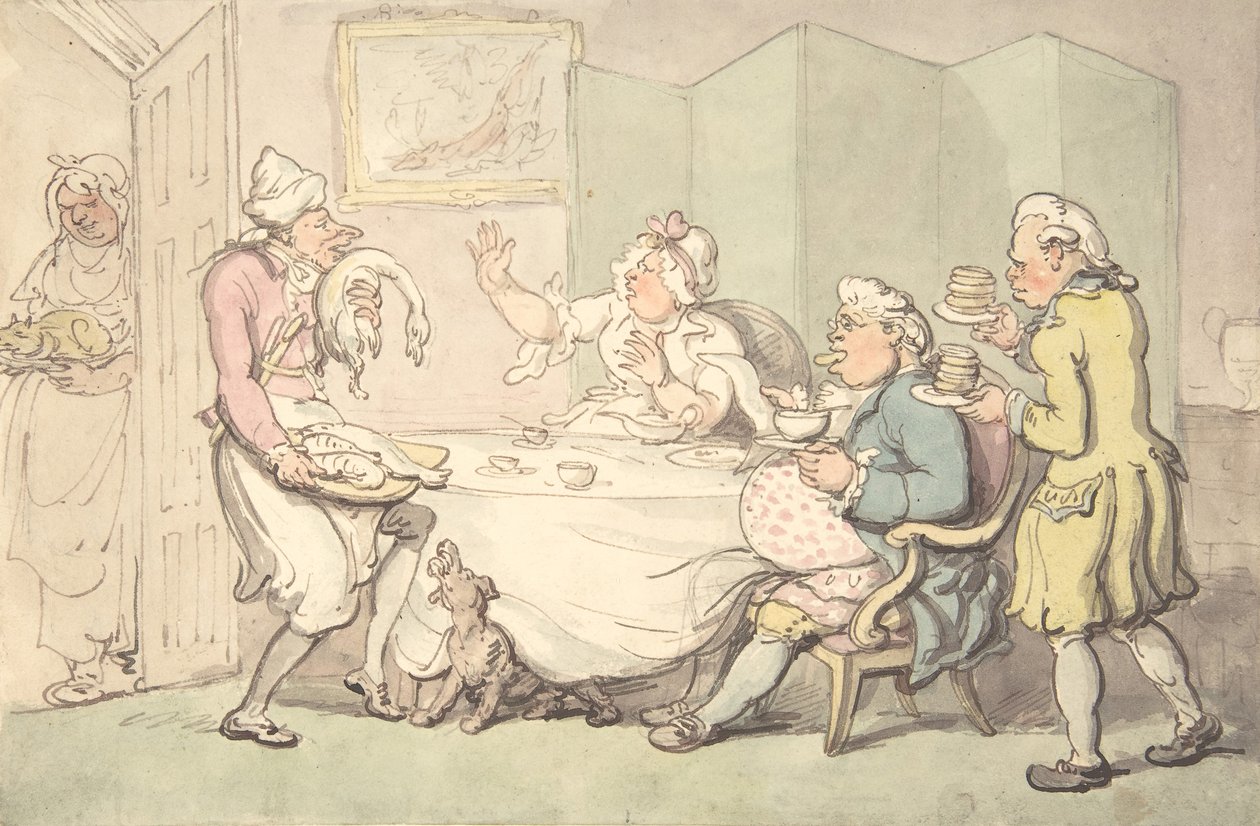 Et par ved bord med tjenere, 1700-1900-tallet. af Unknown,Unknown.