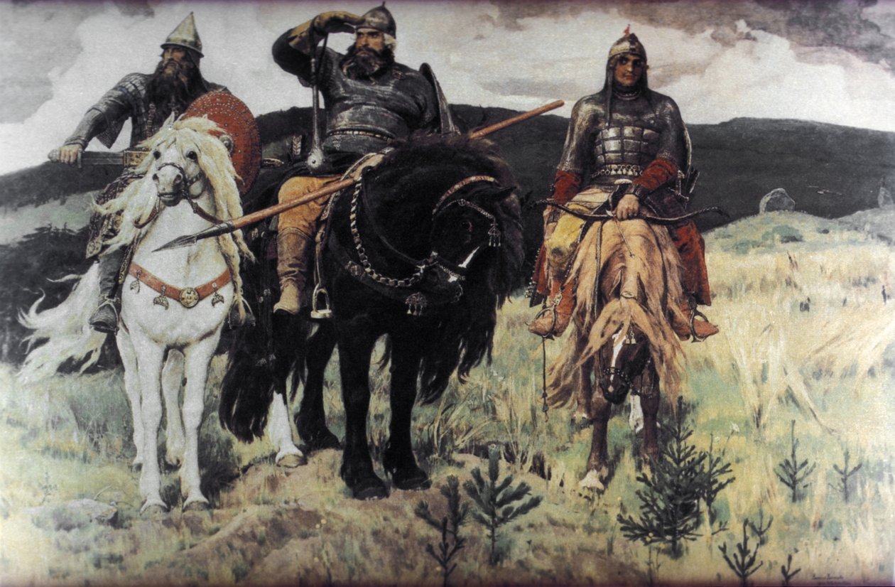 Bogatiri (Heltene) og Victor Mikhailovich Vasnetsov, 1898. af Unknown