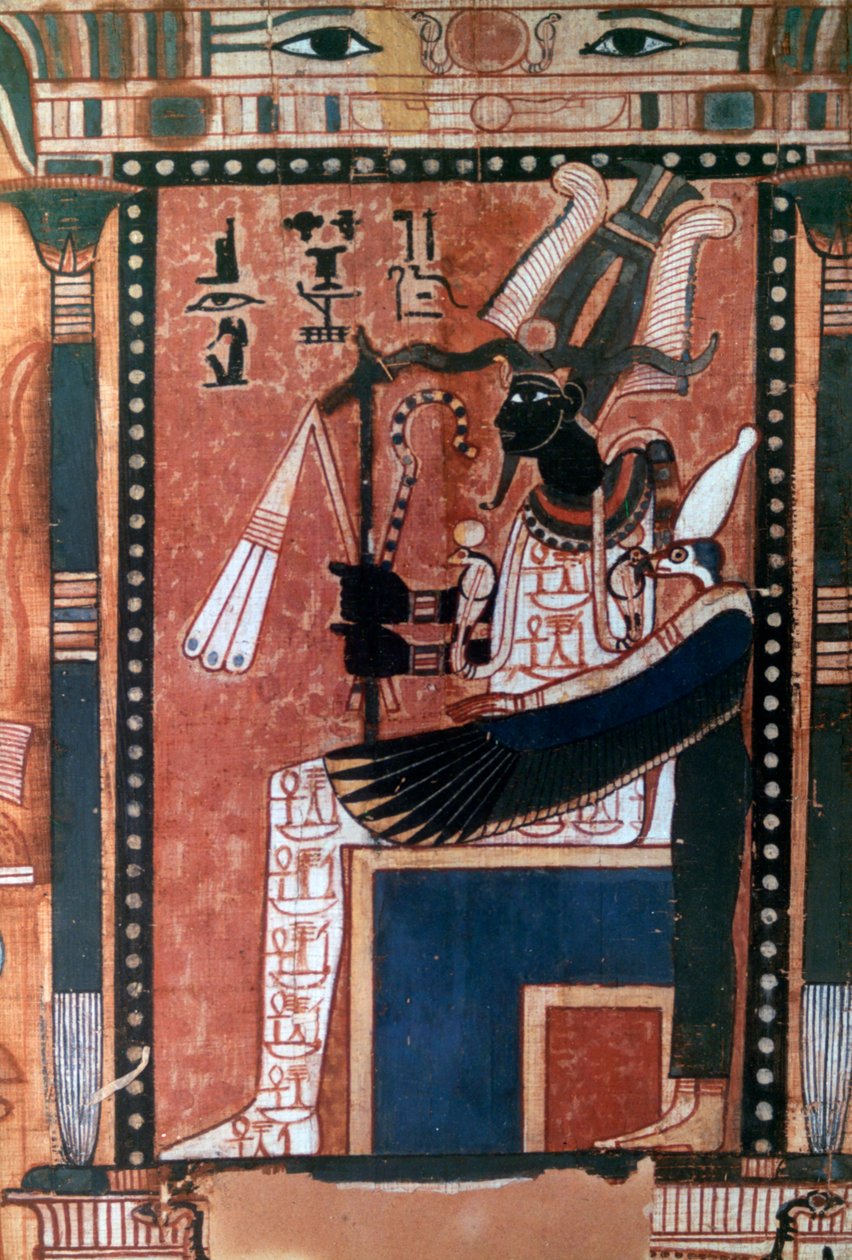 Skriveren Nebqeds dødebog, detalje af den afdøde før Osiris, 18. dynasti af Unknown