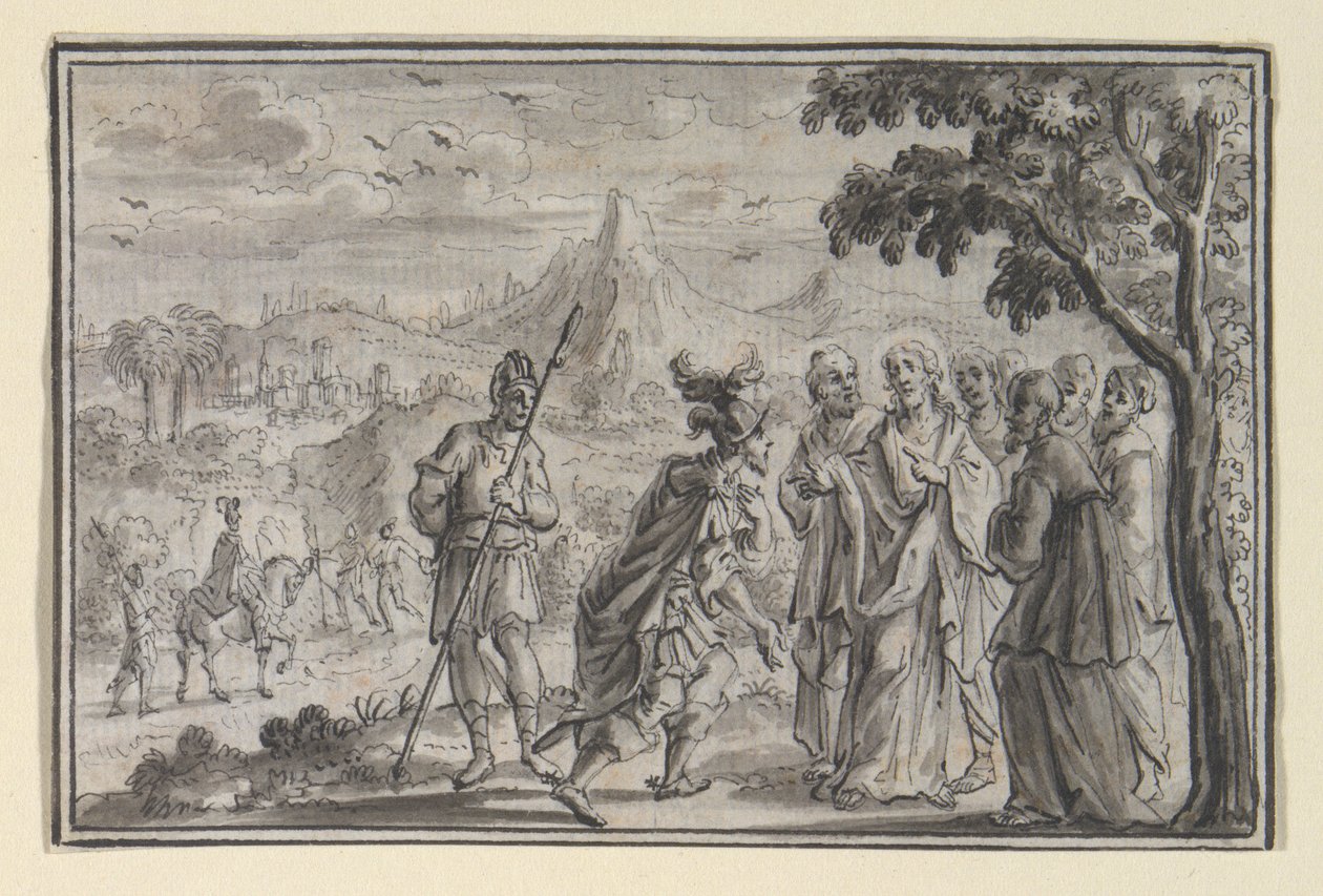 Centurion Beseeching Christ (?) (Lukas 7, Mt 8), en af fire scener fra Kristi liv af Unknown