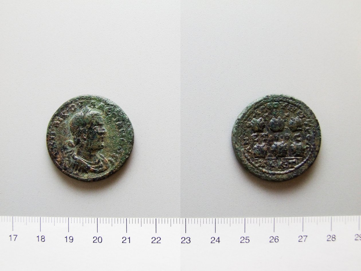 Mønt af Baldrians, kejser af Rom; Gallienus, kejser af Rom fra Anazarbus af Unknown
