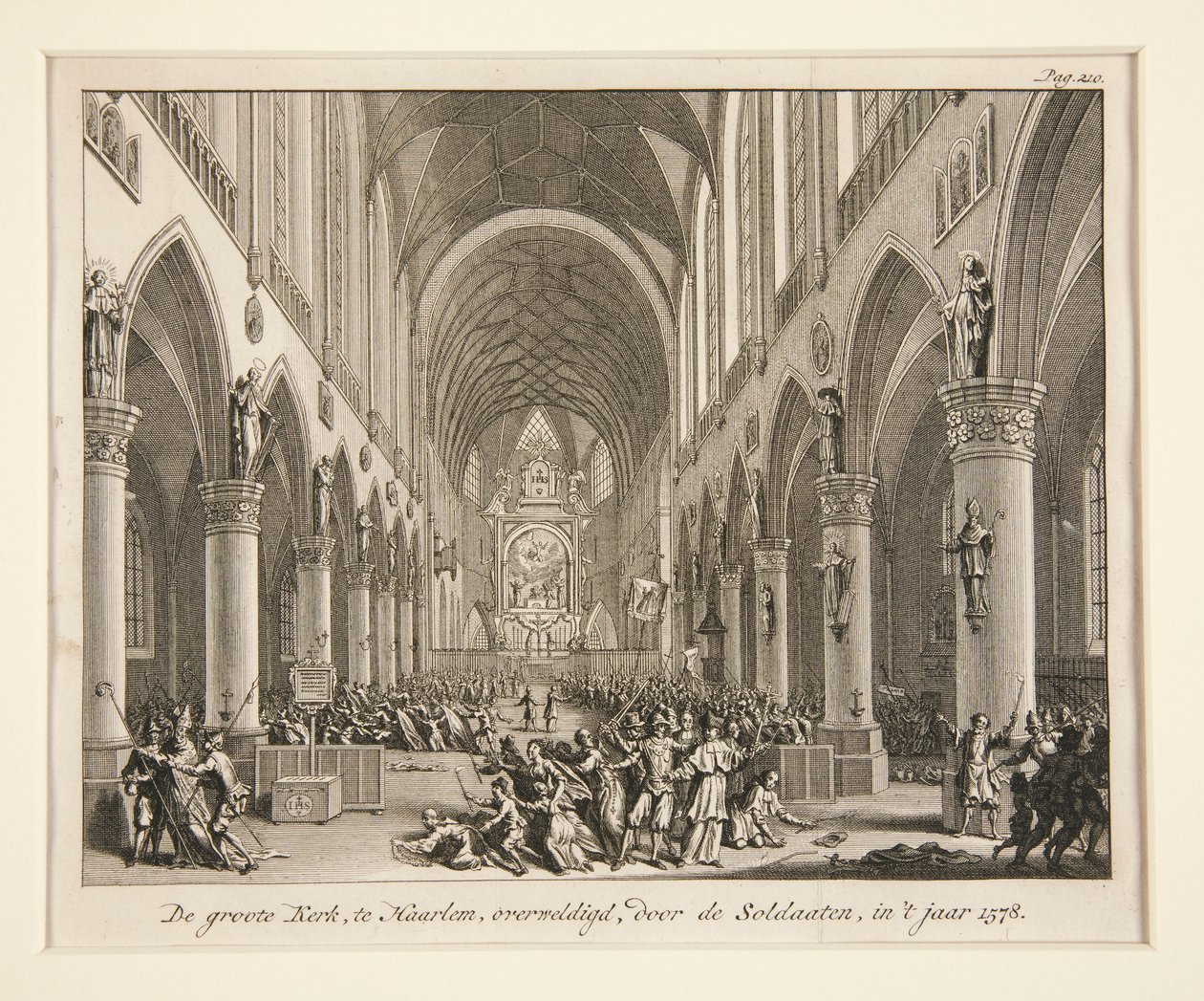 Den store kirke i Haarlem, overvældet af soldaterne, ind af Unknown