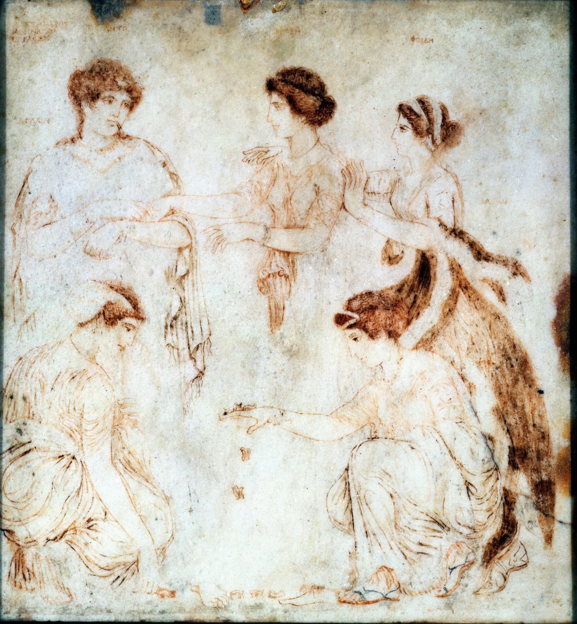 Terningespillere, Herculaneum, 1. århundrede e.Kr. (enkaustisk maling på marmor) af Unknown