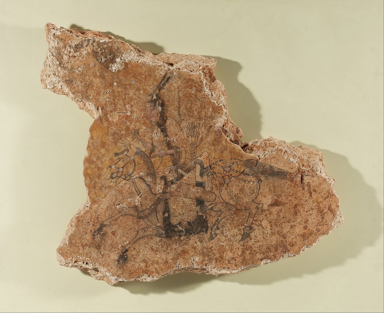 Fragment af et vægmaleri med en rytter af Unknown