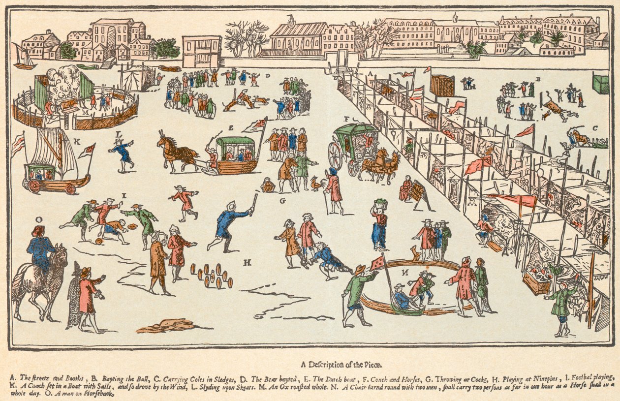 Frostmesse ved Themsen, London, 1683 af Unknown
