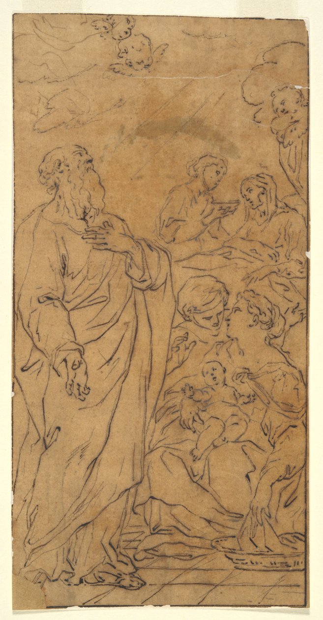 Hellig familie og hellig (Jomfruens fødsel), i Rom, S.Giovanni i Fonte af Unknown