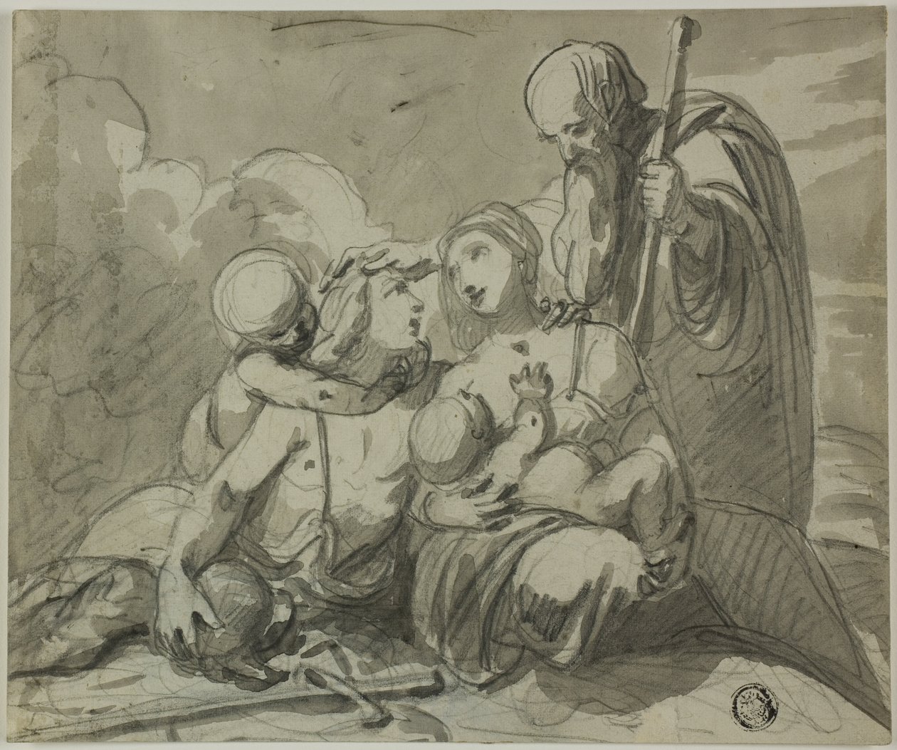 Hellig familie med Warrior Saint af Unknown
