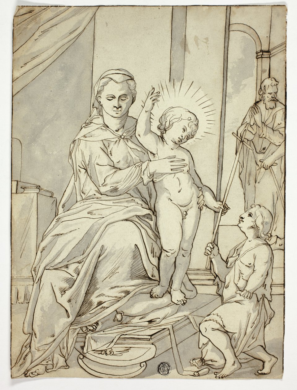 Hellig familie med spædbarnet Sankt Johannes Døberen af Unknown