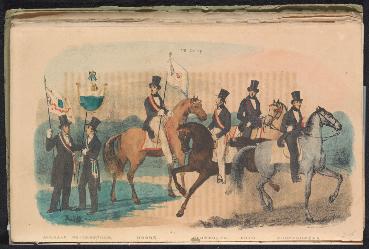 Kostumer og bannere for æresvagterne i Alkmaar, Monnickendam, Hoorn, Purmerend, Edam og Grootebroek, 1840-1842 VII. Gruppe (titel på objekt) af Unknown