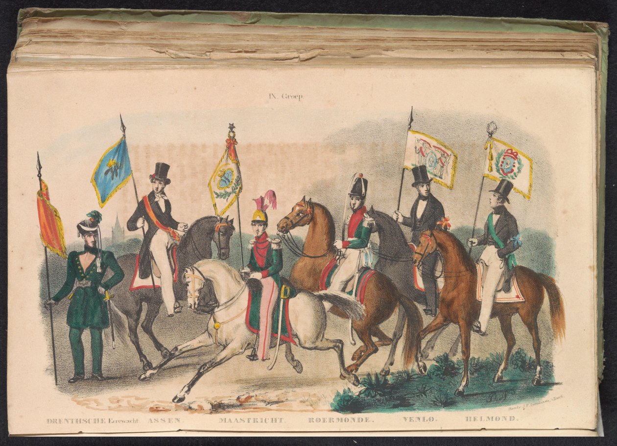 Kostumer og bannere for æresvagterne i Drenthe, Assen, Maastricht, Roermond, Venlo og Helmond, 1840-1842 IX. Gruppe (titel på objekt) af Unknown