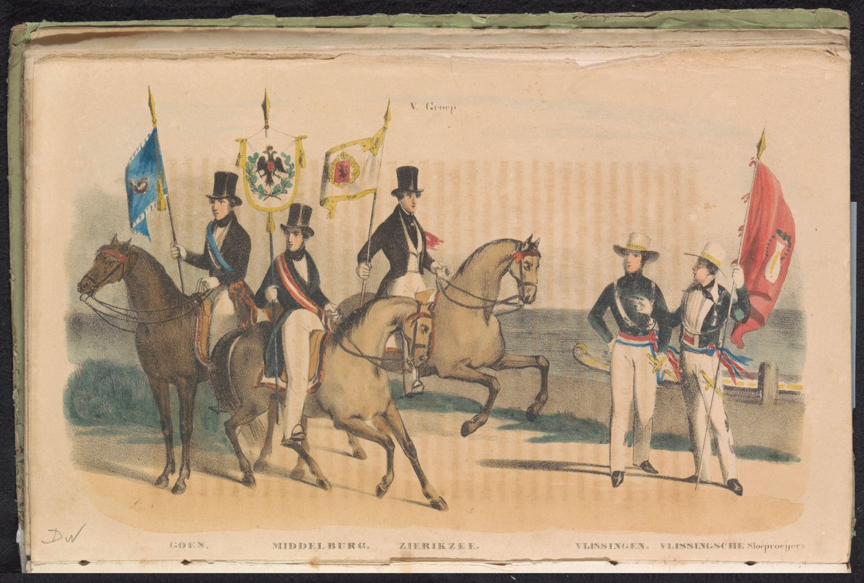 Kostumer og bannere for æresvagterne i Goes, Middelburg, Zierikzee og Vlissingen, 1840-1842 V. Gruppe (titel på objekt) af Unknown